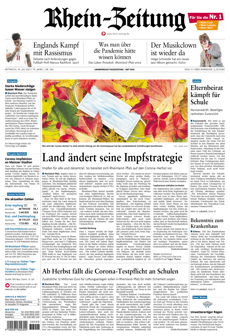 Rhein-Zeitung Kreis Ahrweiler vom Mittwoch, 14.07.2021