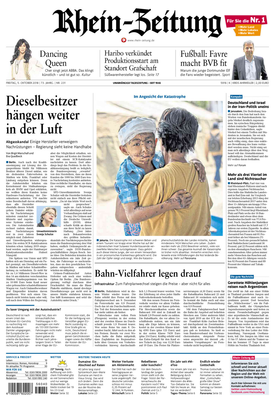 Rhein-Zeitung Kreis Ahrweiler vom Freitag, 05.10.2018
