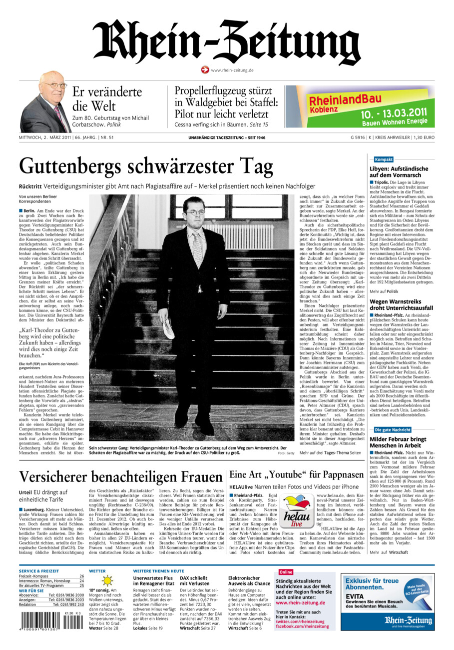 Rhein-Zeitung Kreis Ahrweiler vom Mittwoch, 02.03.2011
