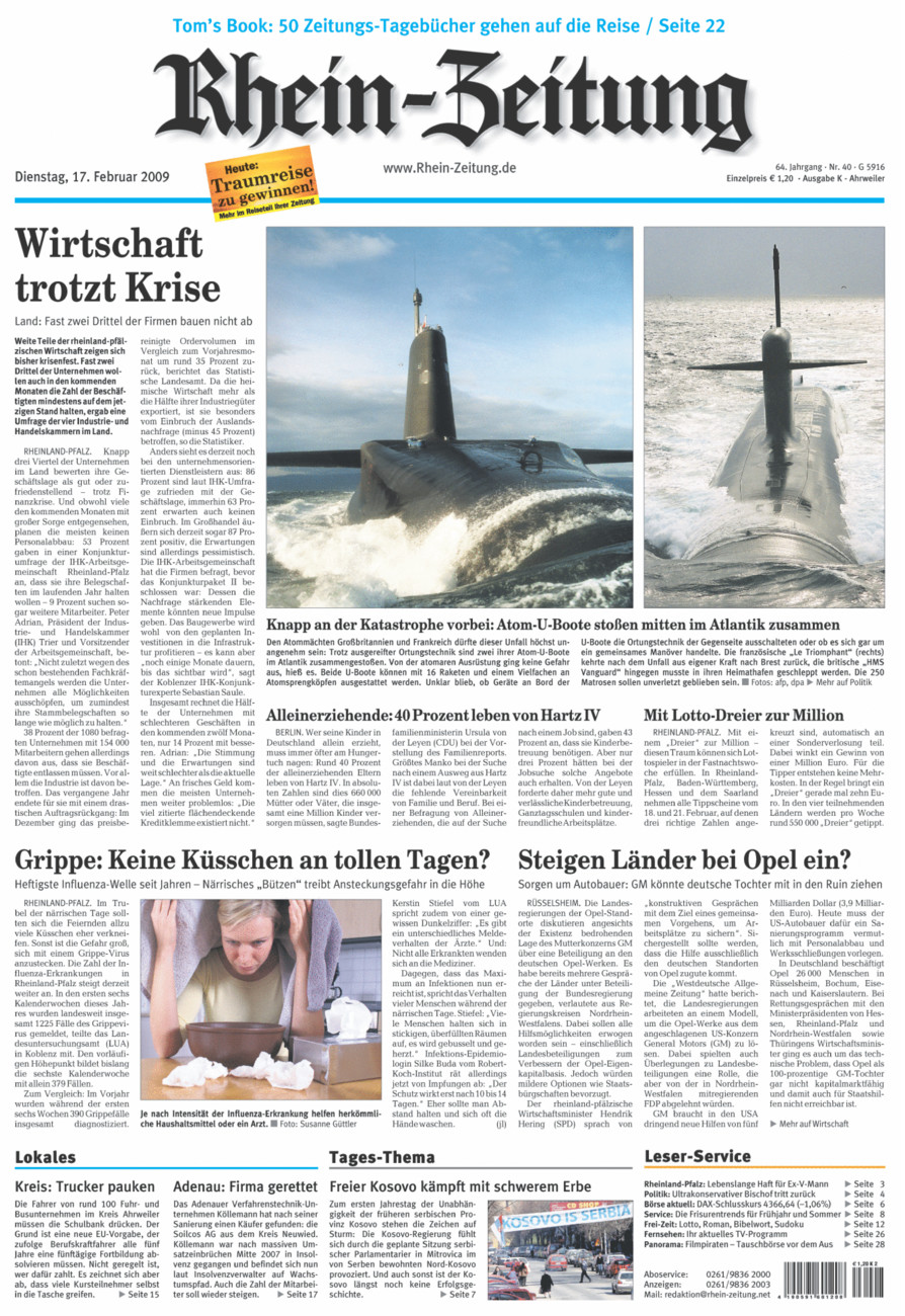Rhein-Zeitung Kreis Ahrweiler vom Dienstag, 17.02.2009