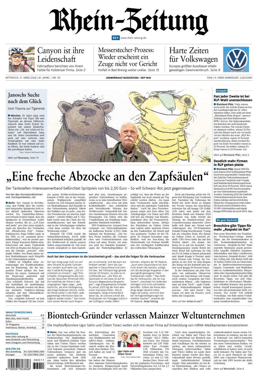 Rhein-Zeitung Kreis Ahrweiler vom Mittwoch, 11.03.2026