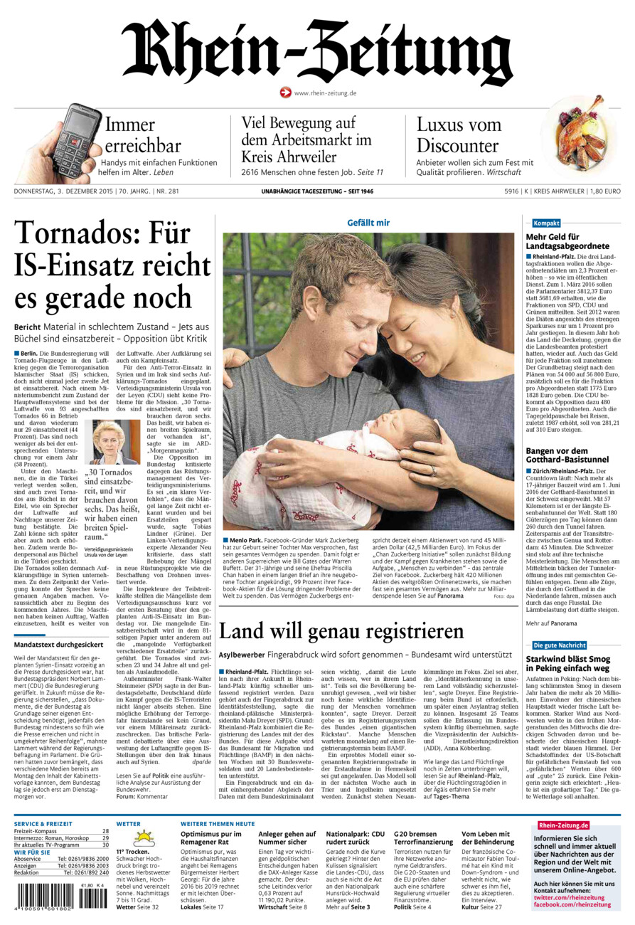 Rhein-Zeitung Kreis Ahrweiler vom Donnerstag, 03.12.2015