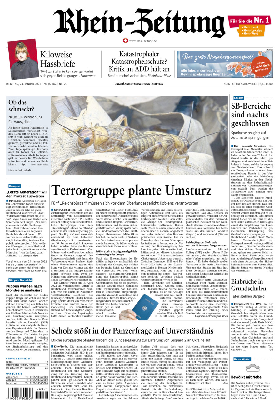 Rhein-Zeitung Kreis Ahrweiler vom Dienstag, 24.01.2023