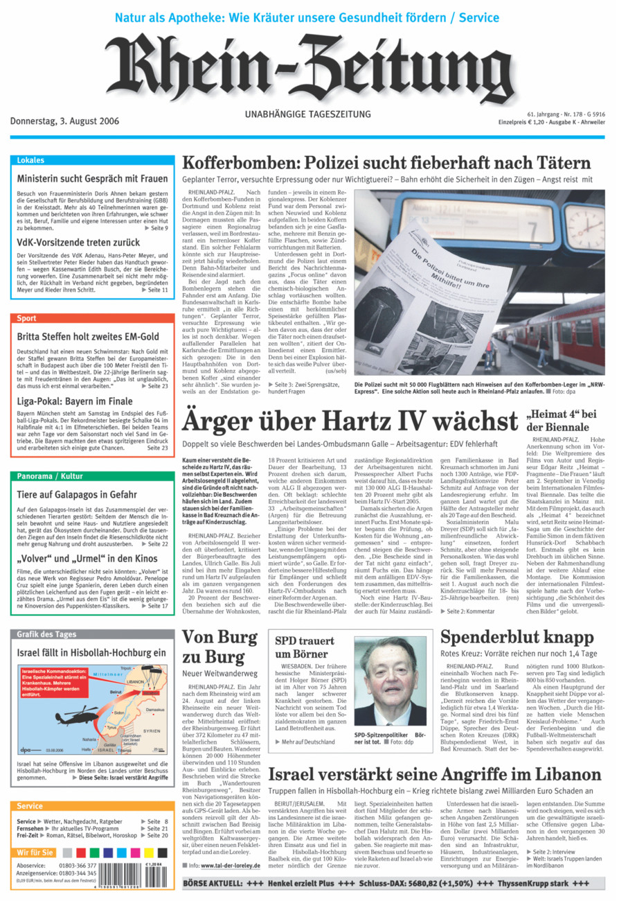 Rhein-Zeitung Kreis Ahrweiler vom Donnerstag, 03.08.2006