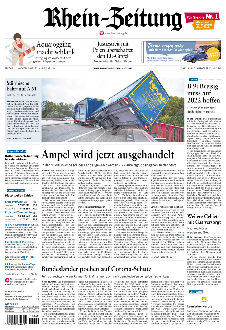 Rhein-Zeitung Kreis Ahrweiler vom Freitag, 22.10.2021