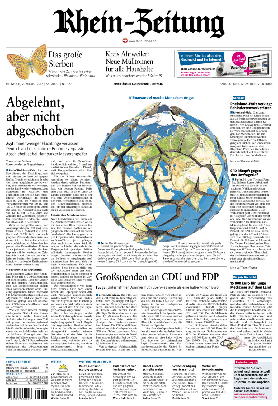 Rhein-Zeitung Kreis Ahrweiler vom Mittwoch, 02.08.2017