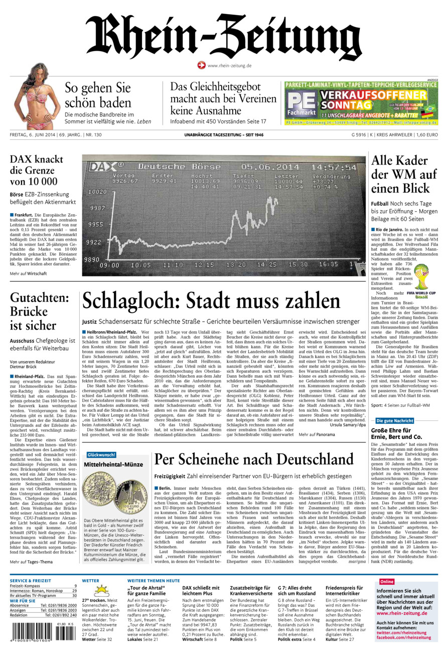 Rhein-Zeitung Kreis Ahrweiler vom Freitag, 06.06.2014