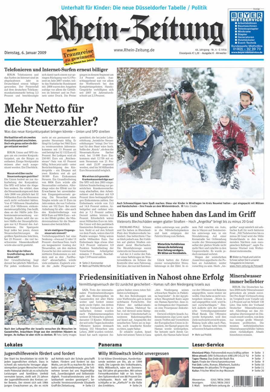 Rhein-Zeitung Kreis Ahrweiler vom Dienstag, 06.01.2009