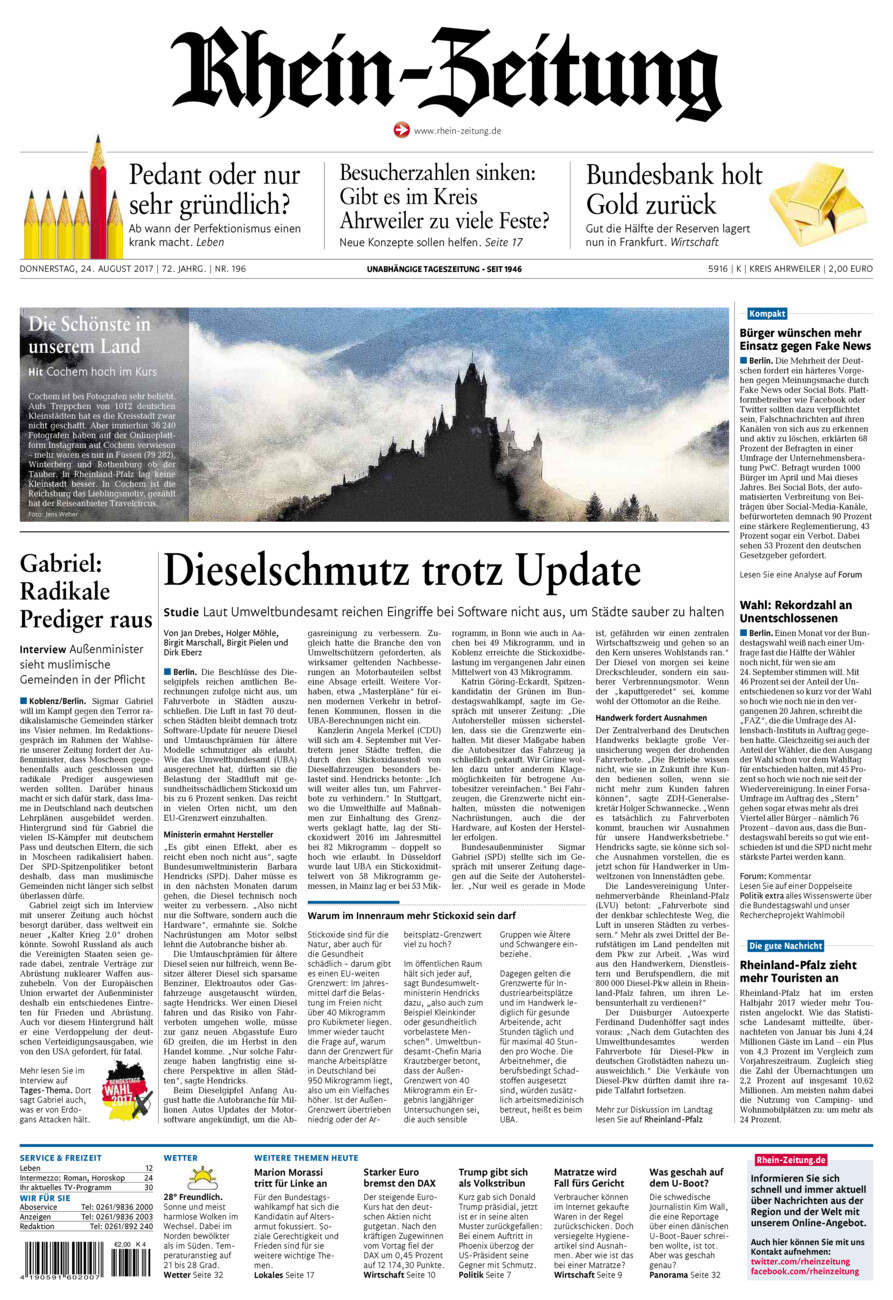 Rhein-Zeitung Kreis Ahrweiler vom Donnerstag, 24.08.2017