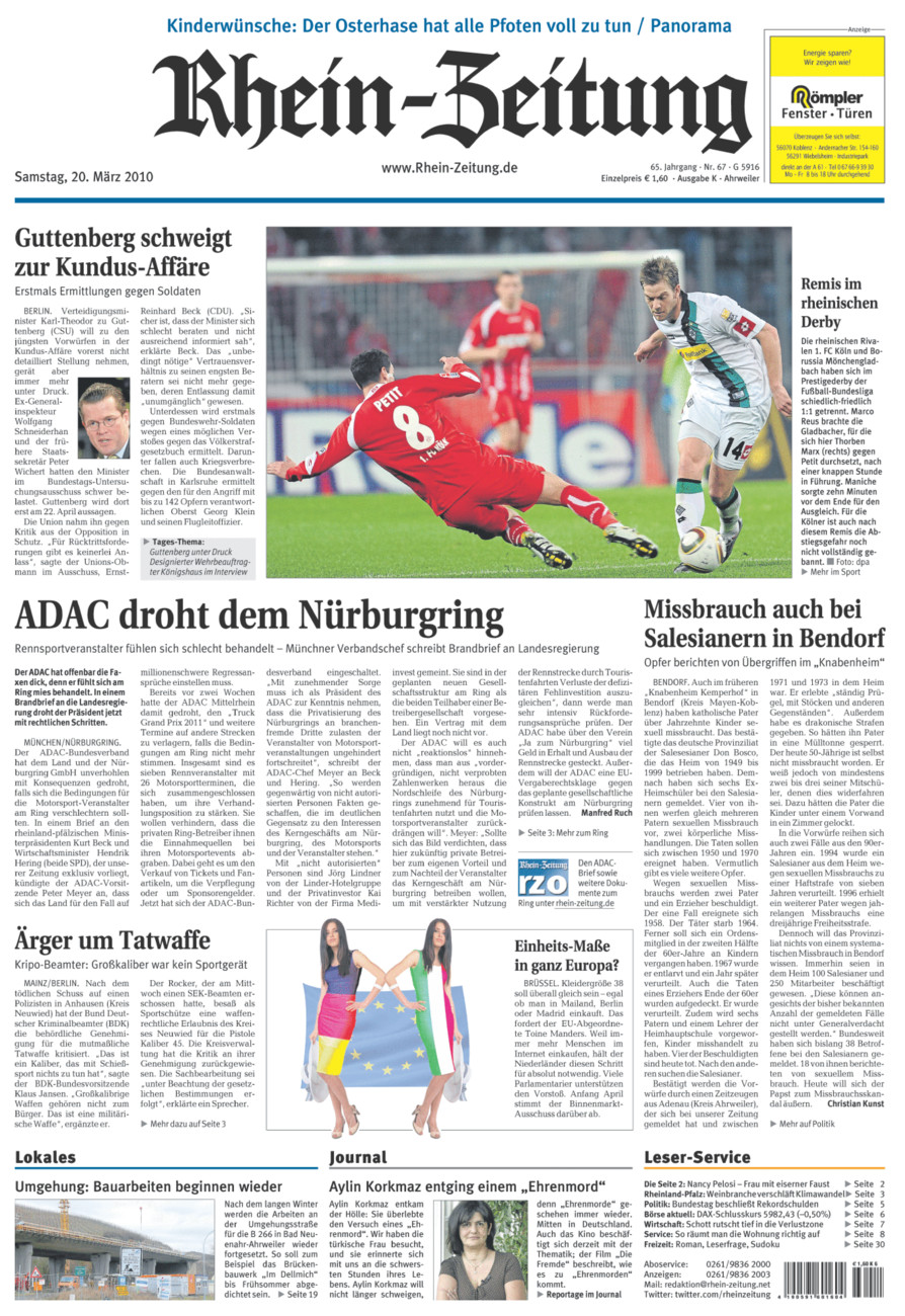 Rhein-Zeitung Kreis Ahrweiler vom Samstag, 20.03.2010