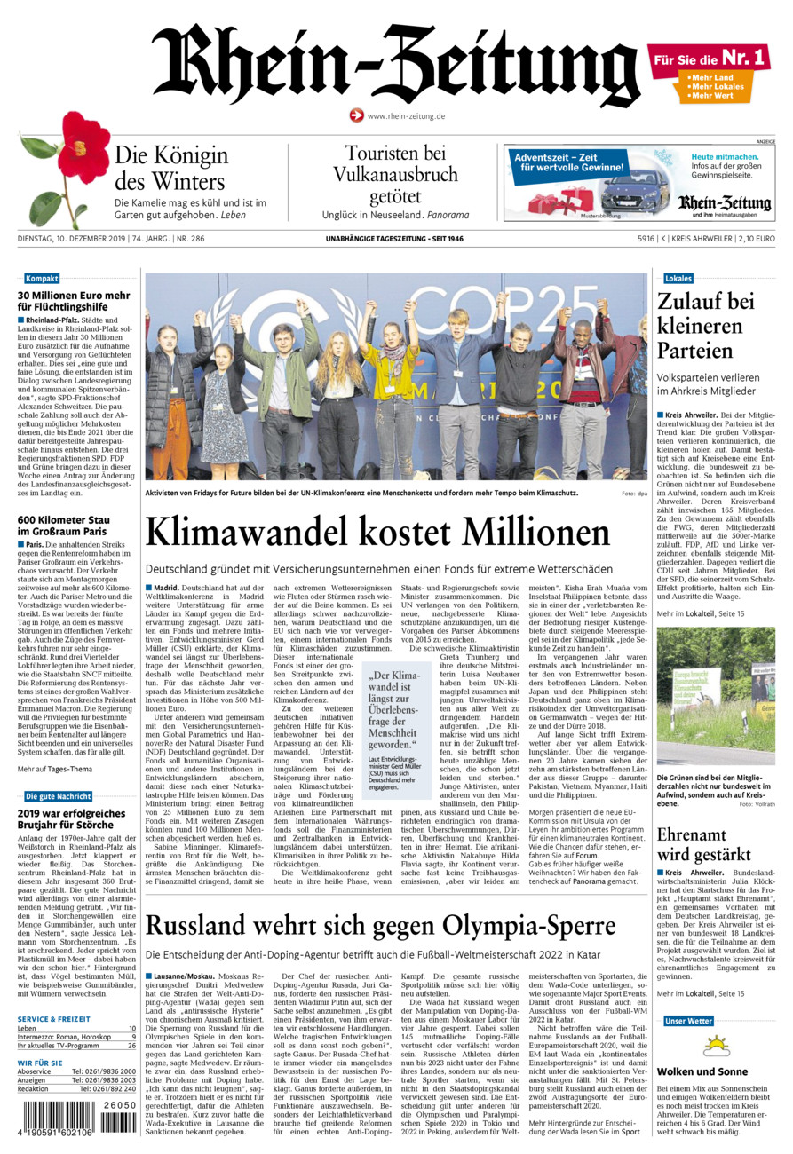 Rhein-Zeitung Kreis Ahrweiler vom Dienstag, 10.12.2019