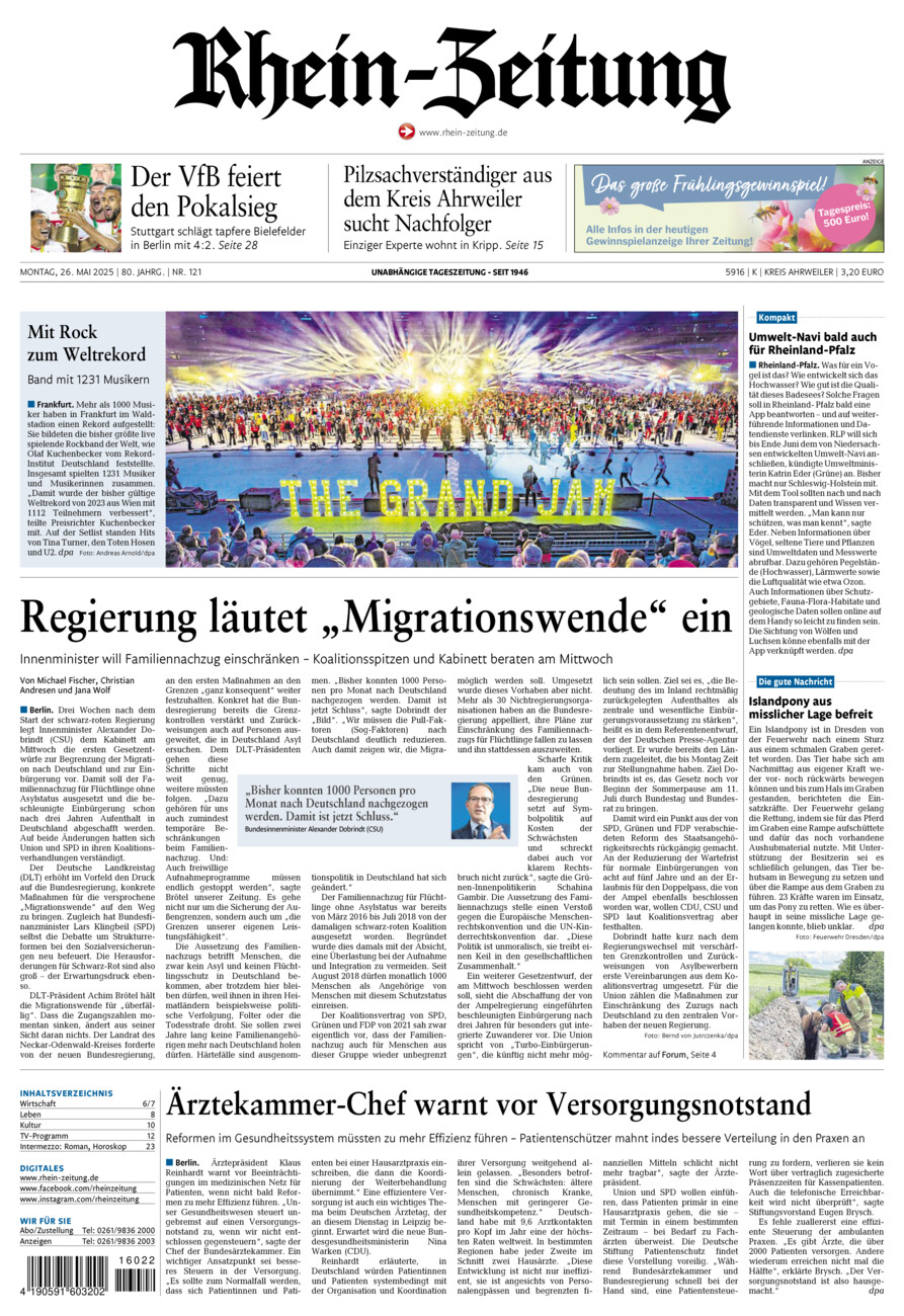 Rhein-Zeitung Kreis Ahrweiler vom Montag, 26.05.2025
