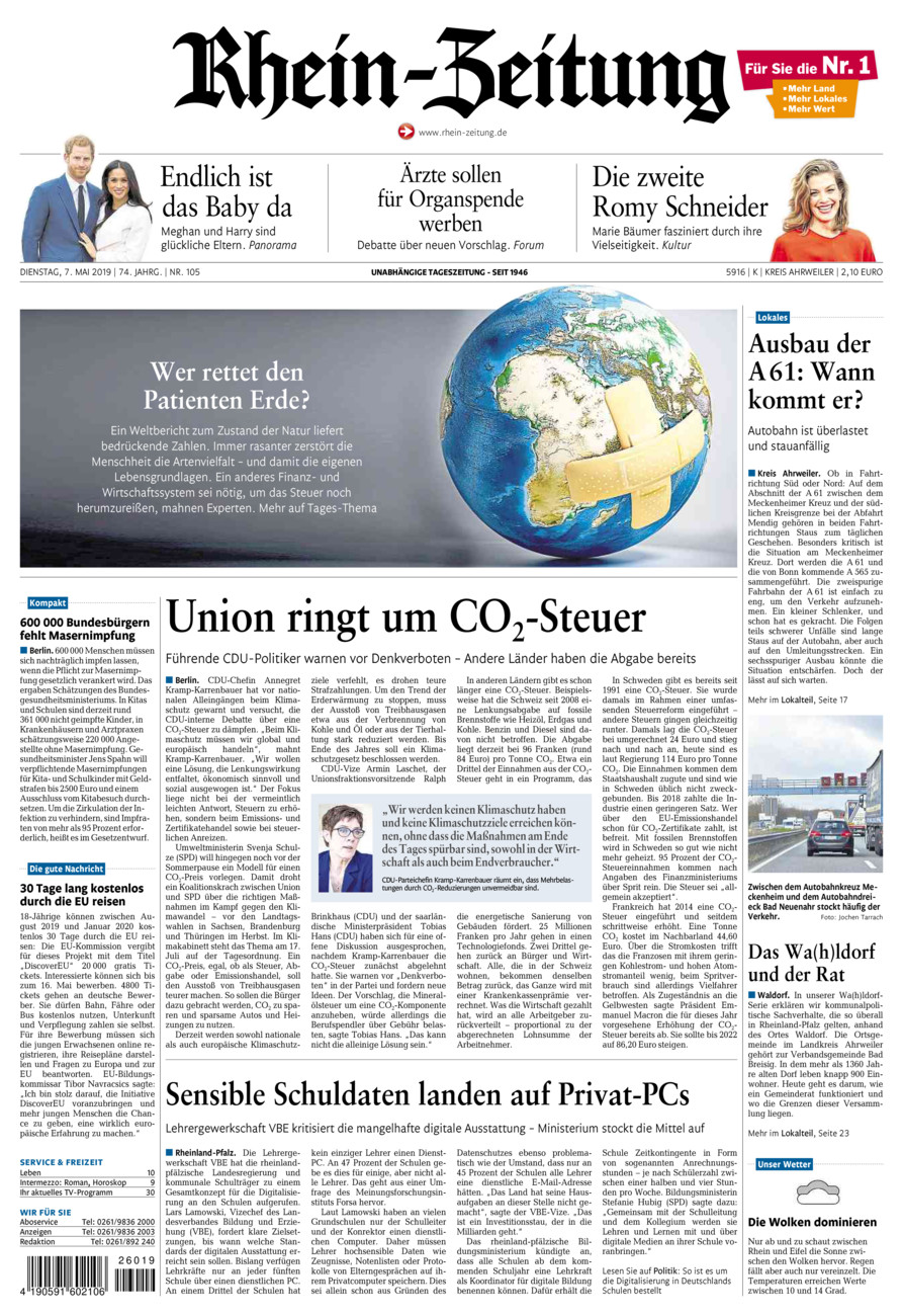 Rhein-Zeitung Kreis Ahrweiler vom Dienstag, 07.05.2019