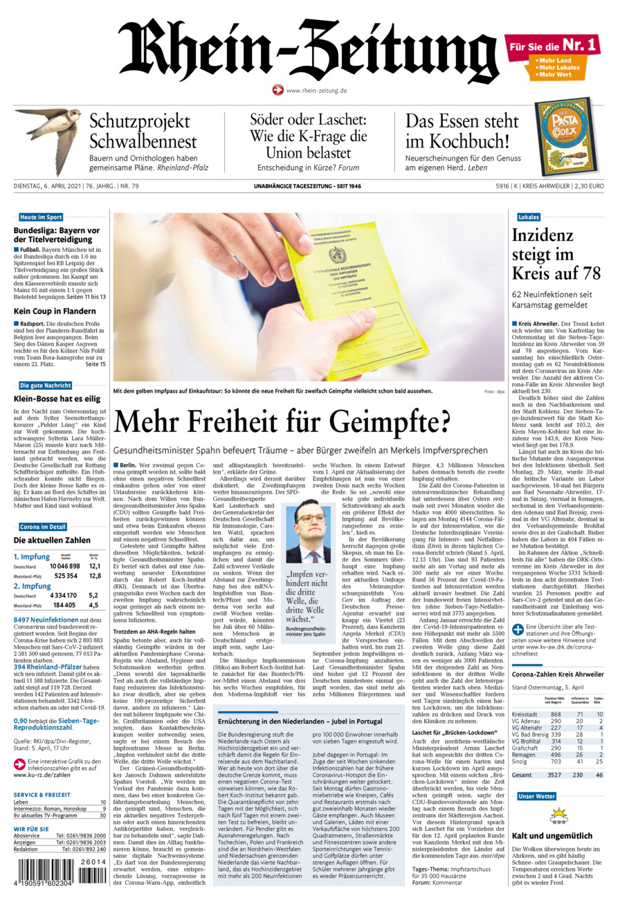 Rhein-Zeitung Kreis Ahrweiler vom Dienstag, 06.04.2021