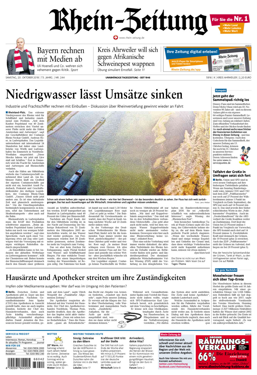 Rhein-Zeitung Kreis Ahrweiler vom Samstag, 20.10.2018