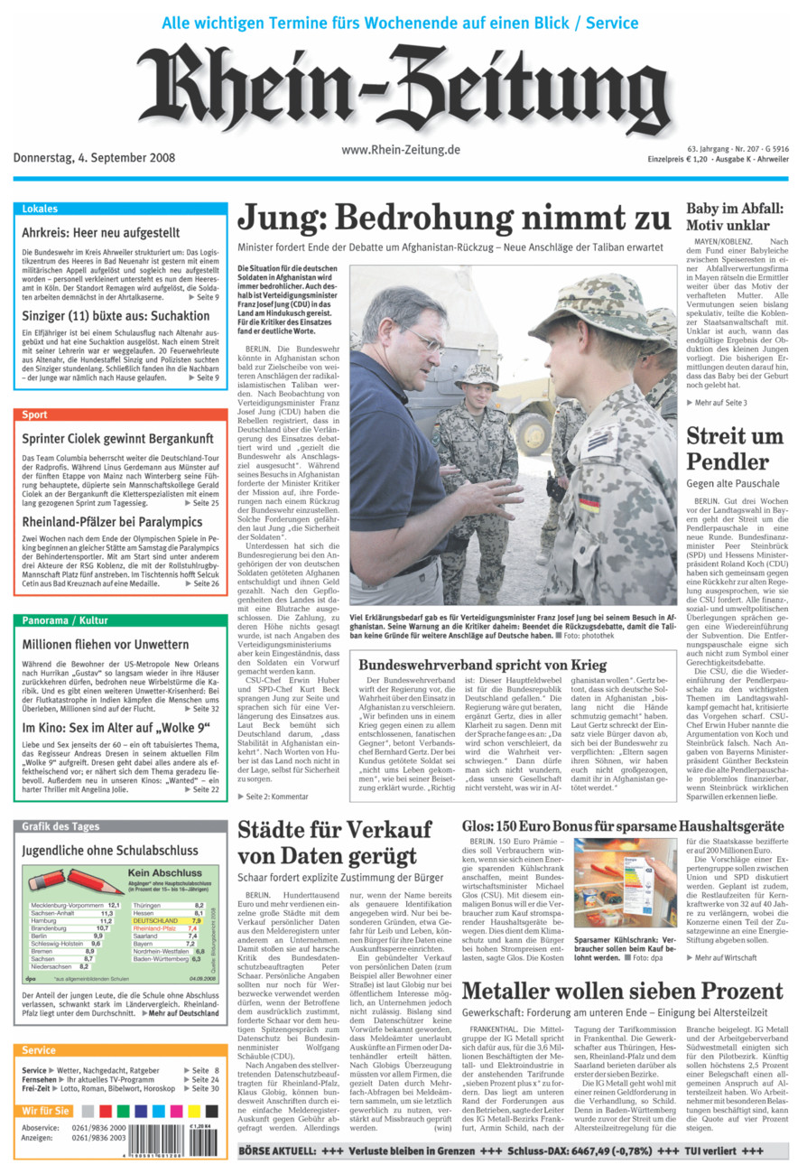 Rhein-Zeitung Kreis Ahrweiler vom Donnerstag, 04.09.2008