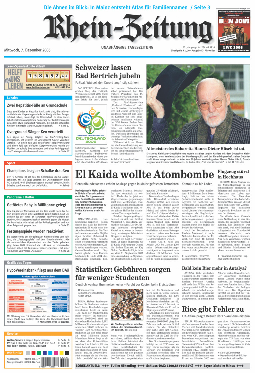 Rhein-Zeitung Kreis Ahrweiler vom Mittwoch, 07.12.2005