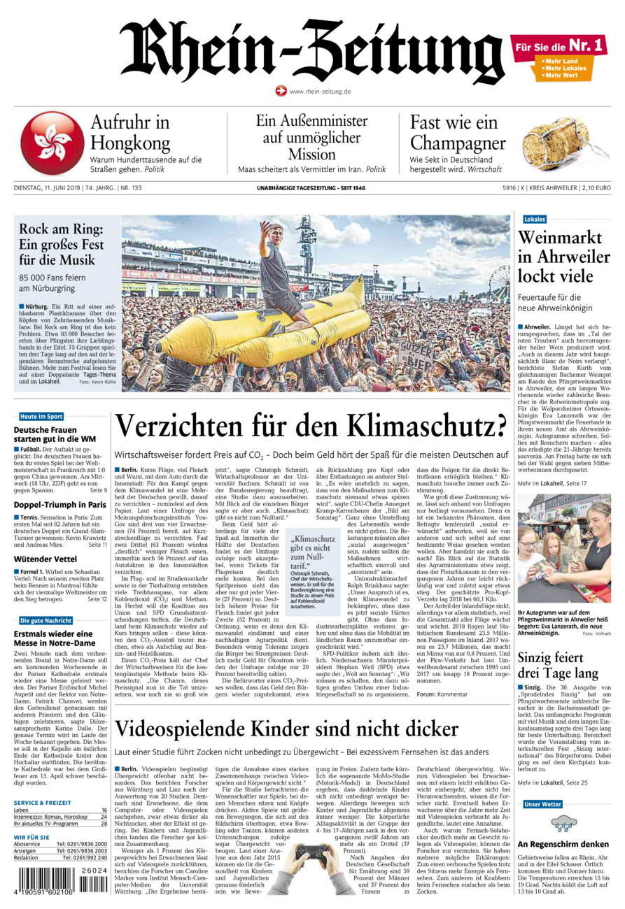Rhein-Zeitung Kreis Ahrweiler vom Dienstag, 11.06.2019