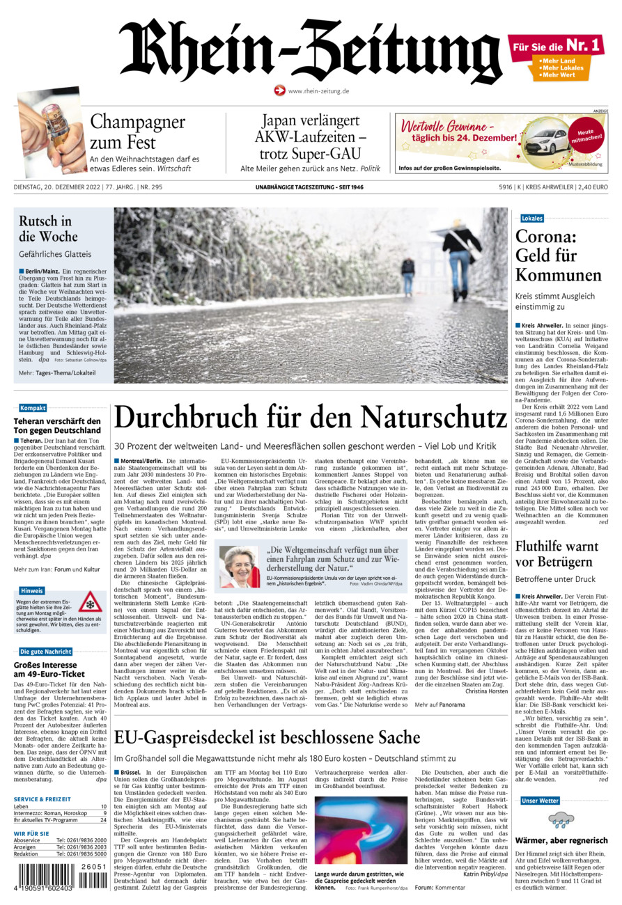 Rhein-Zeitung Kreis Ahrweiler vom Dienstag, 20.12.2022
