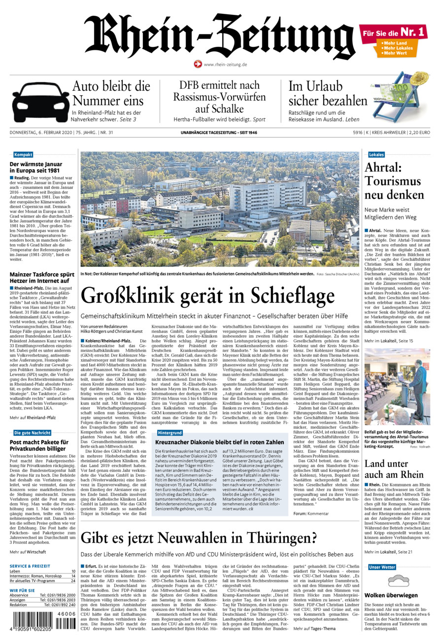Rhein-Zeitung Kreis Ahrweiler vom Donnerstag, 06.02.2020
