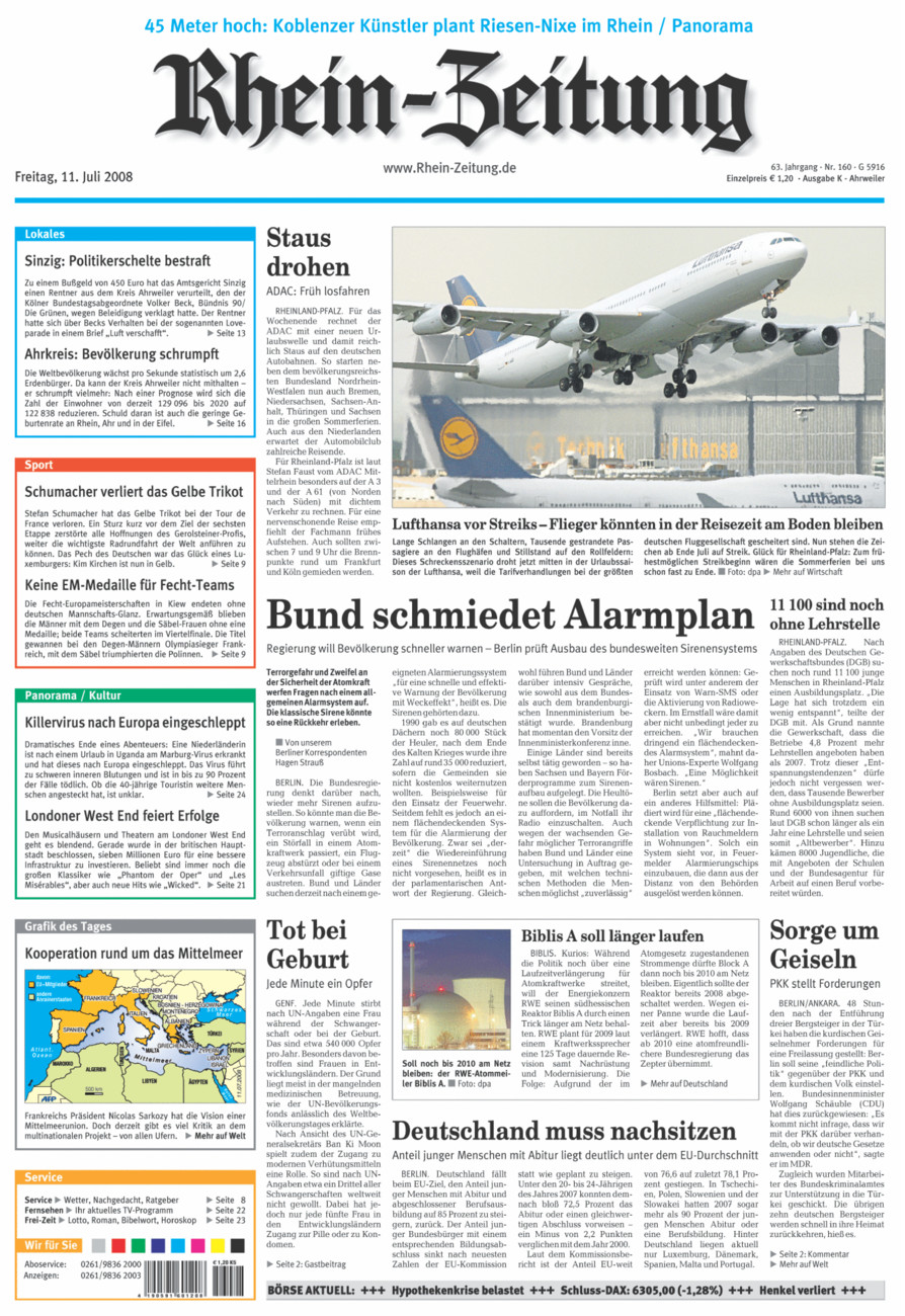 Rhein-Zeitung Kreis Ahrweiler vom Freitag, 11.07.2008