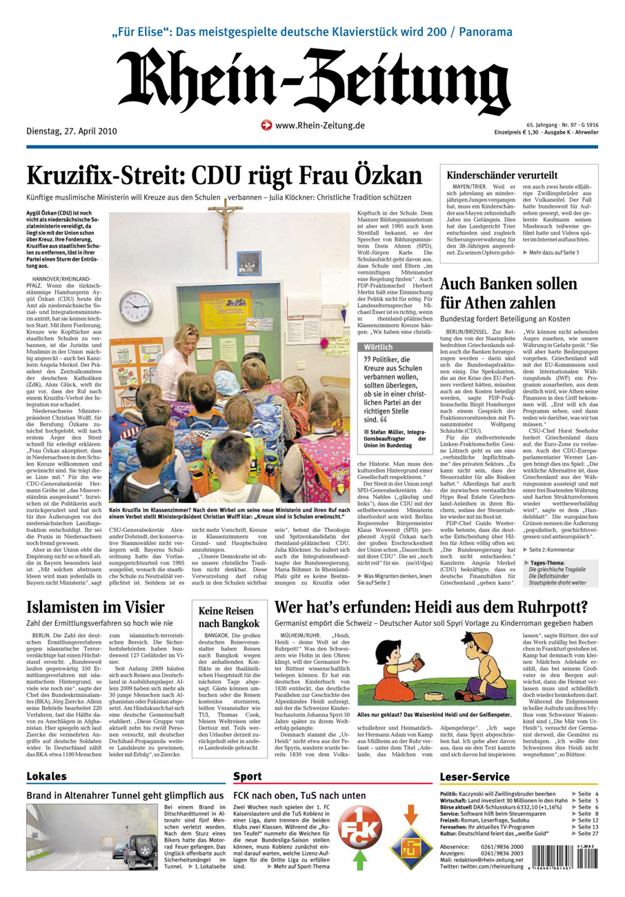 Rhein-Zeitung Kreis Ahrweiler vom Dienstag, 27.04.2010