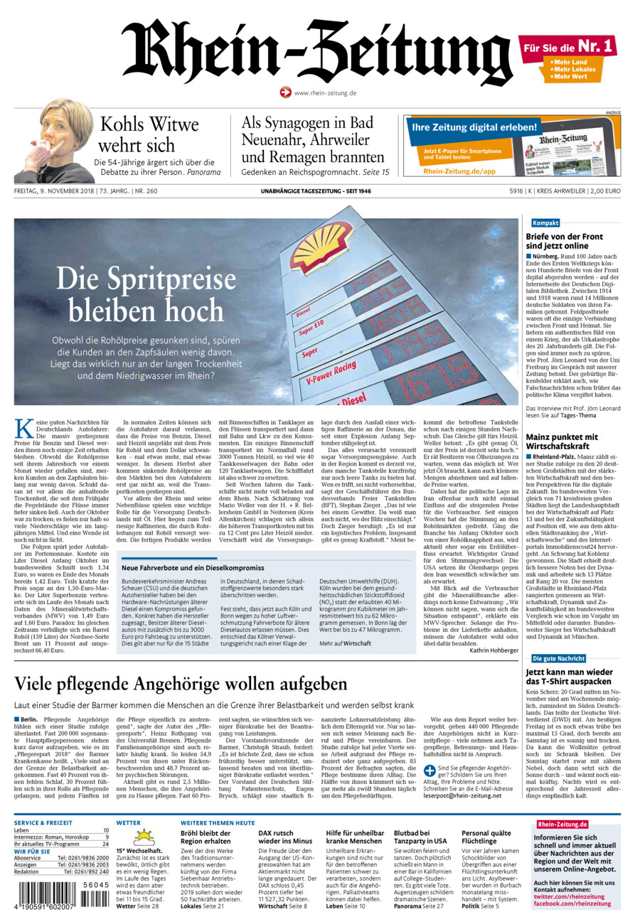 Rhein-Zeitung Kreis Ahrweiler vom Freitag, 09.11.2018