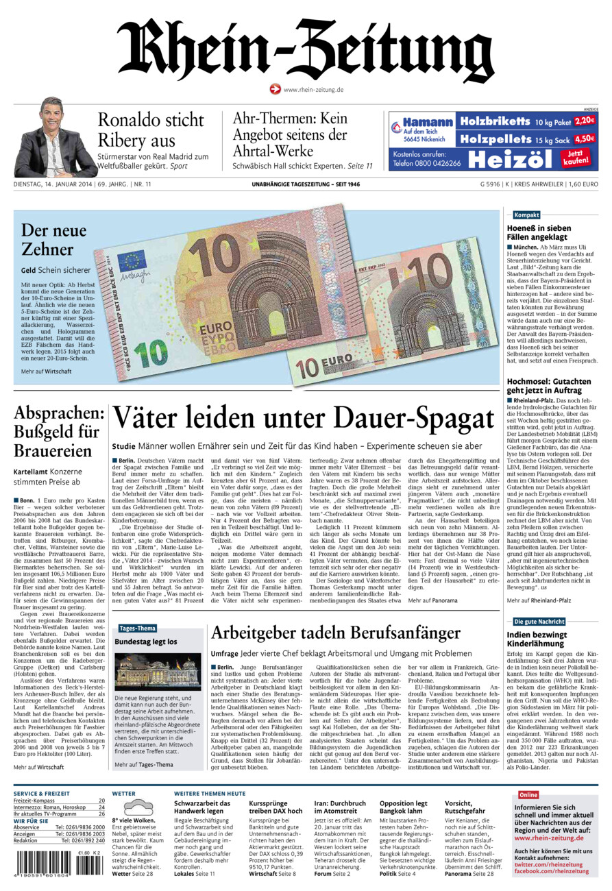 Rhein-Zeitung Kreis Ahrweiler vom Dienstag, 14.01.2014