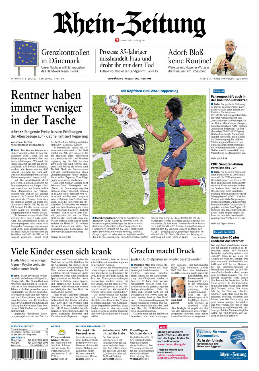 Rhein-Zeitung Kreis Ahrweiler vom Mittwoch, 06.07.2011
