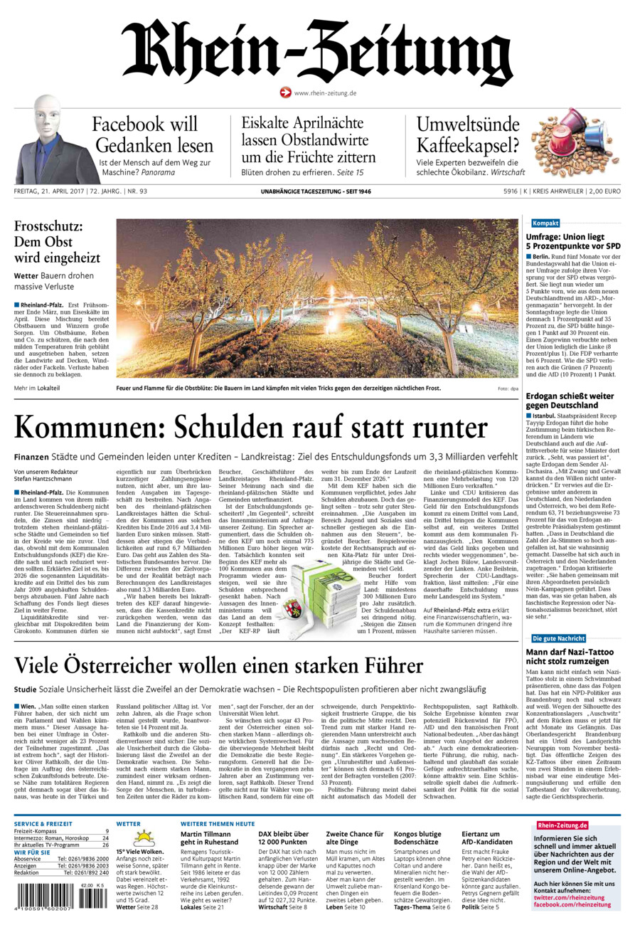 Rhein-Zeitung Kreis Ahrweiler vom Freitag, 21.04.2017