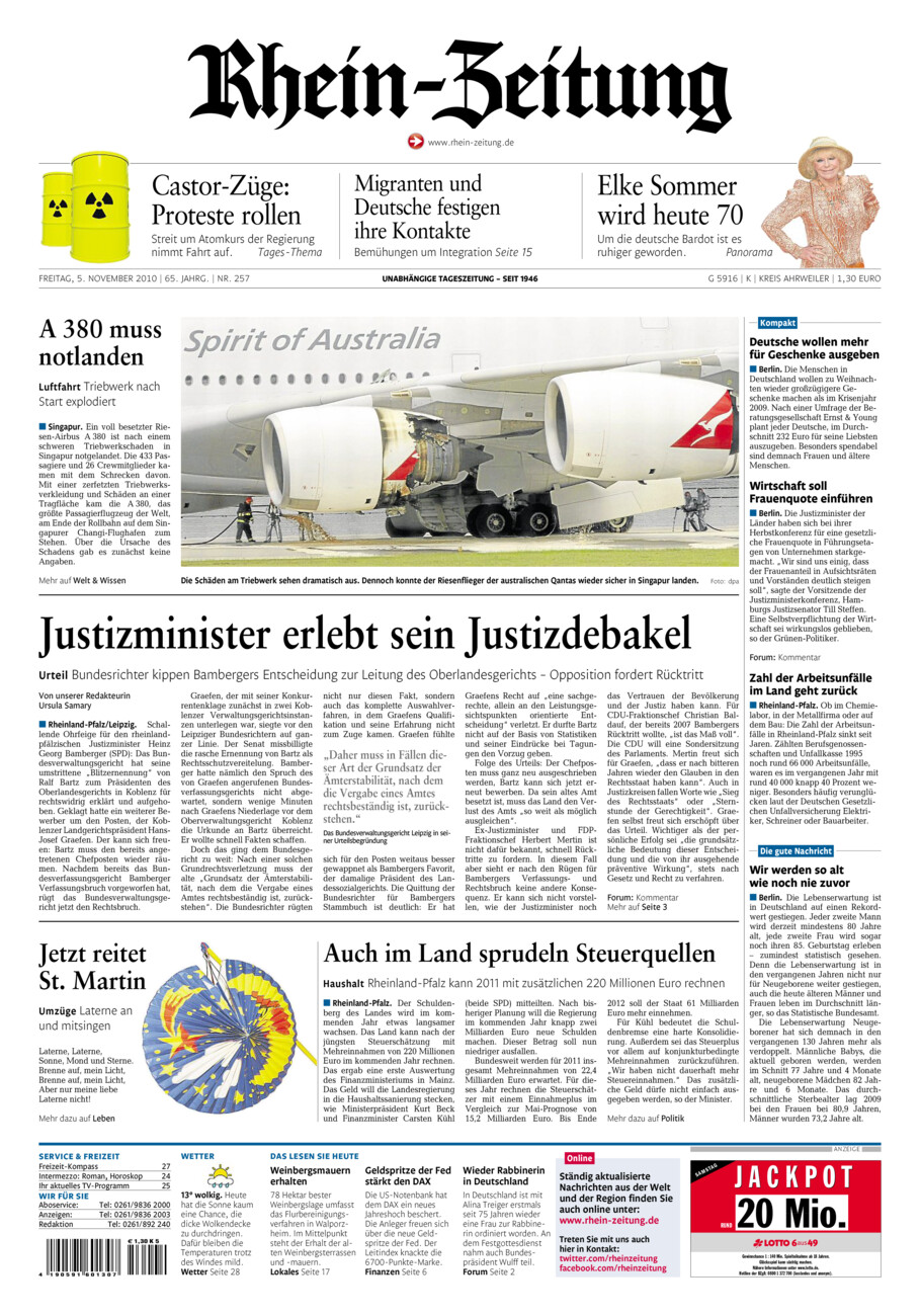 Rhein-Zeitung Kreis Ahrweiler vom Freitag, 05.11.2010