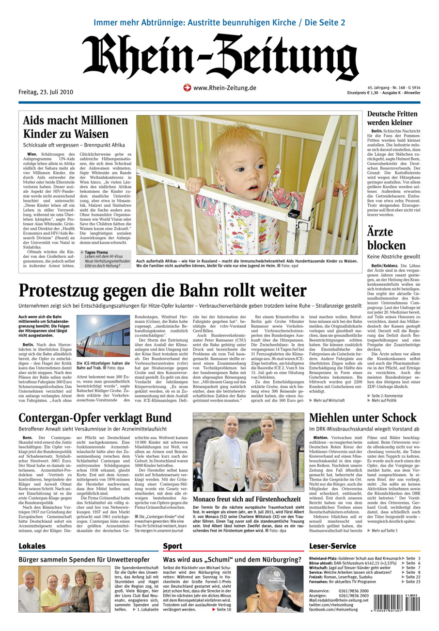 Rhein-Zeitung Kreis Ahrweiler vom Freitag, 23.07.2010