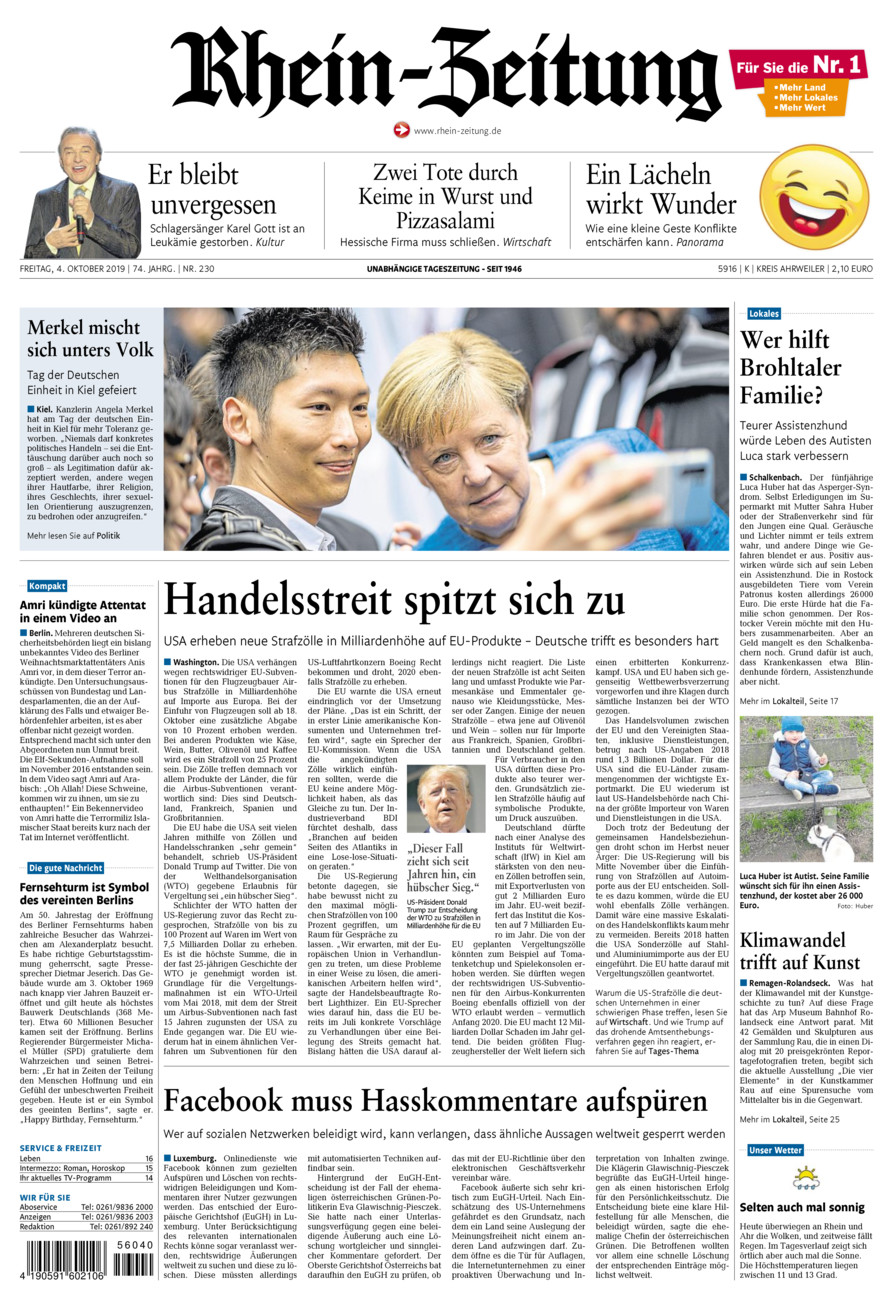 Rhein-Zeitung Kreis Ahrweiler vom Freitag, 04.10.2019