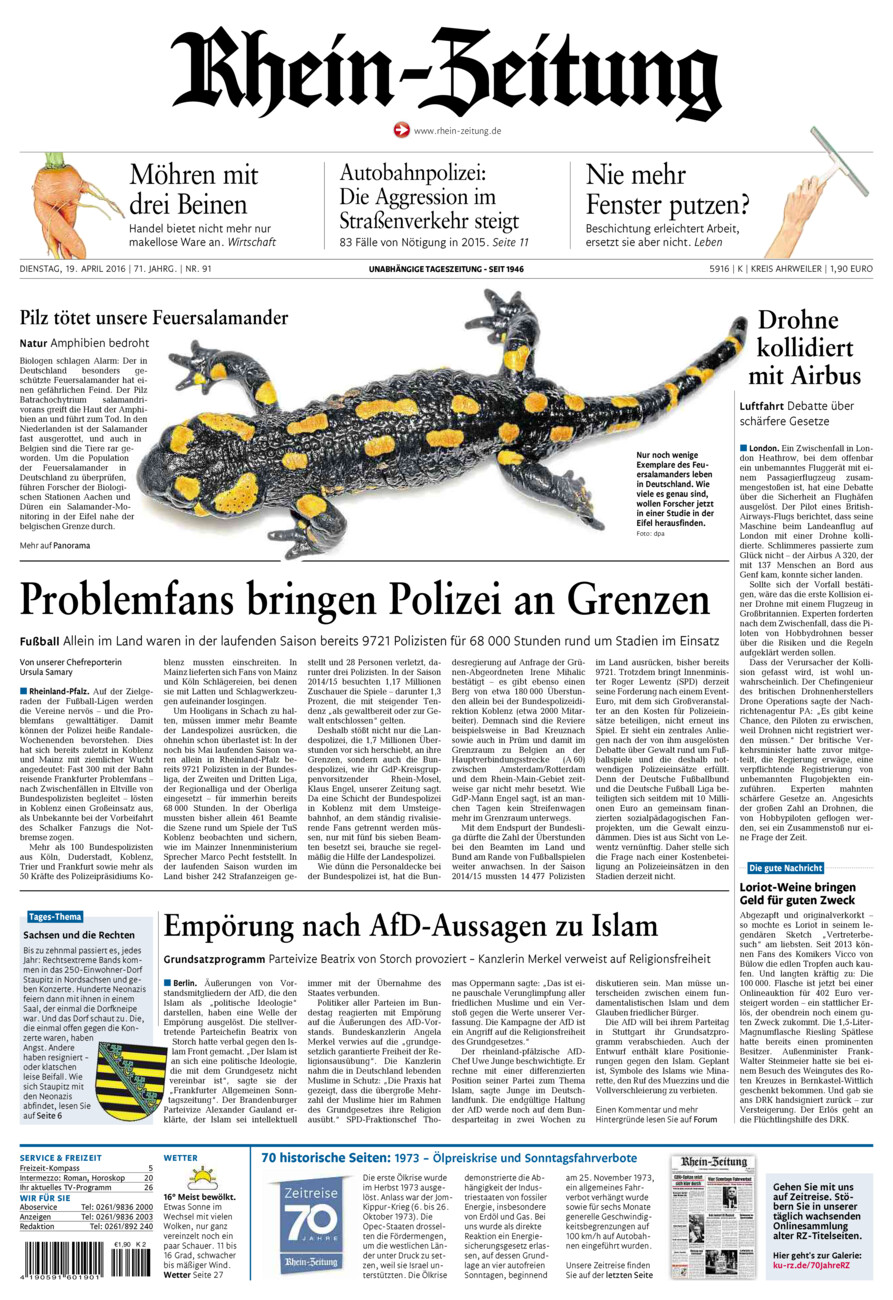 Rhein-Zeitung Kreis Ahrweiler vom Dienstag, 19.04.2016