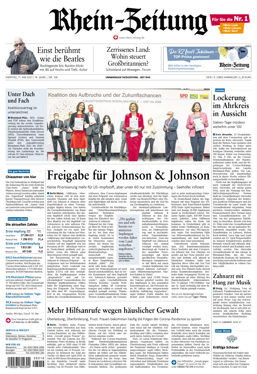 Rhein-Zeitung Kreis Ahrweiler vom Dienstag, 11.05.2021
