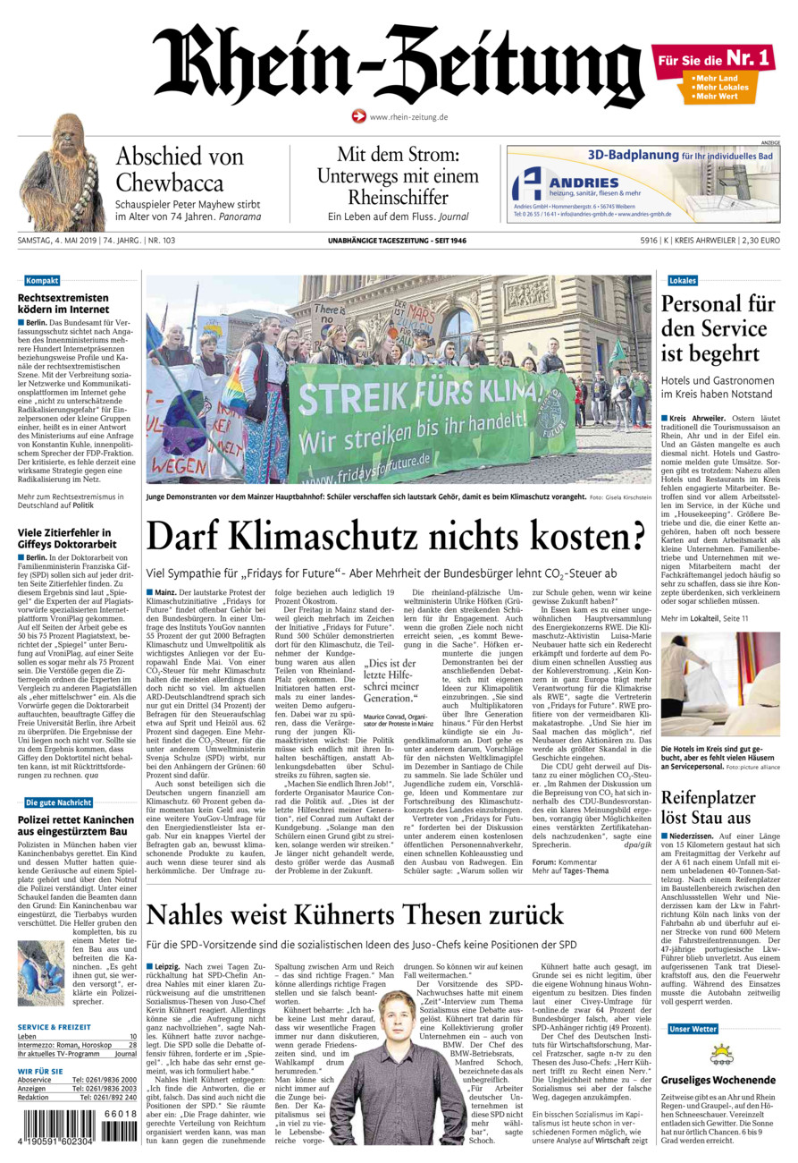 Rhein-Zeitung Kreis Ahrweiler vom Samstag, 04.05.2019
