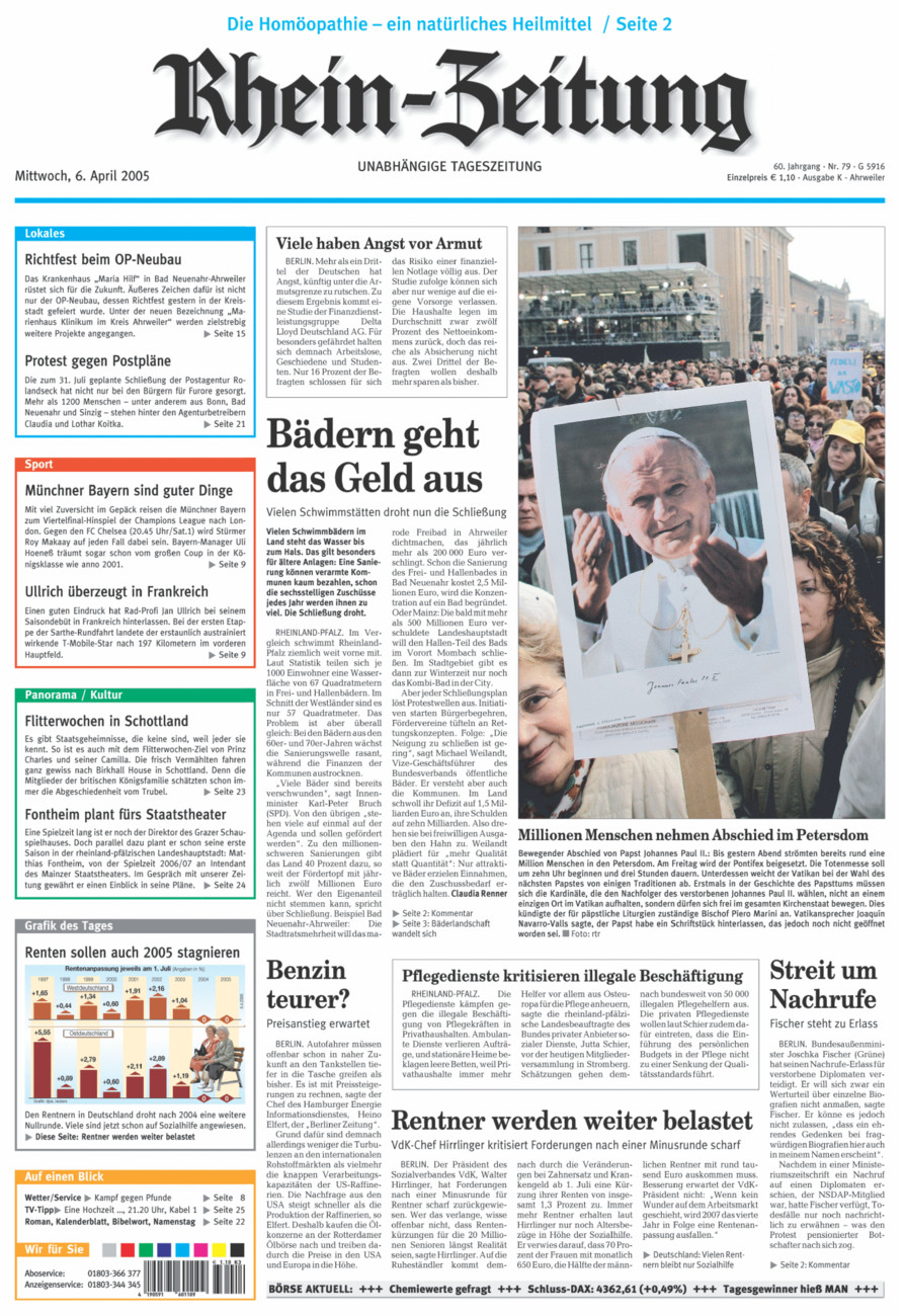 Rhein-Zeitung Kreis Ahrweiler vom Mittwoch, 06.04.2005