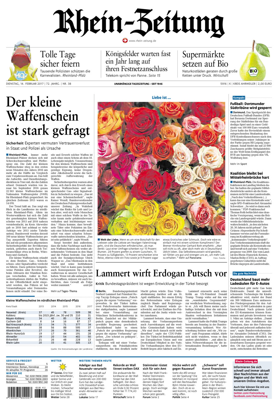 Rhein-Zeitung Kreis Ahrweiler vom Dienstag, 14.02.2017