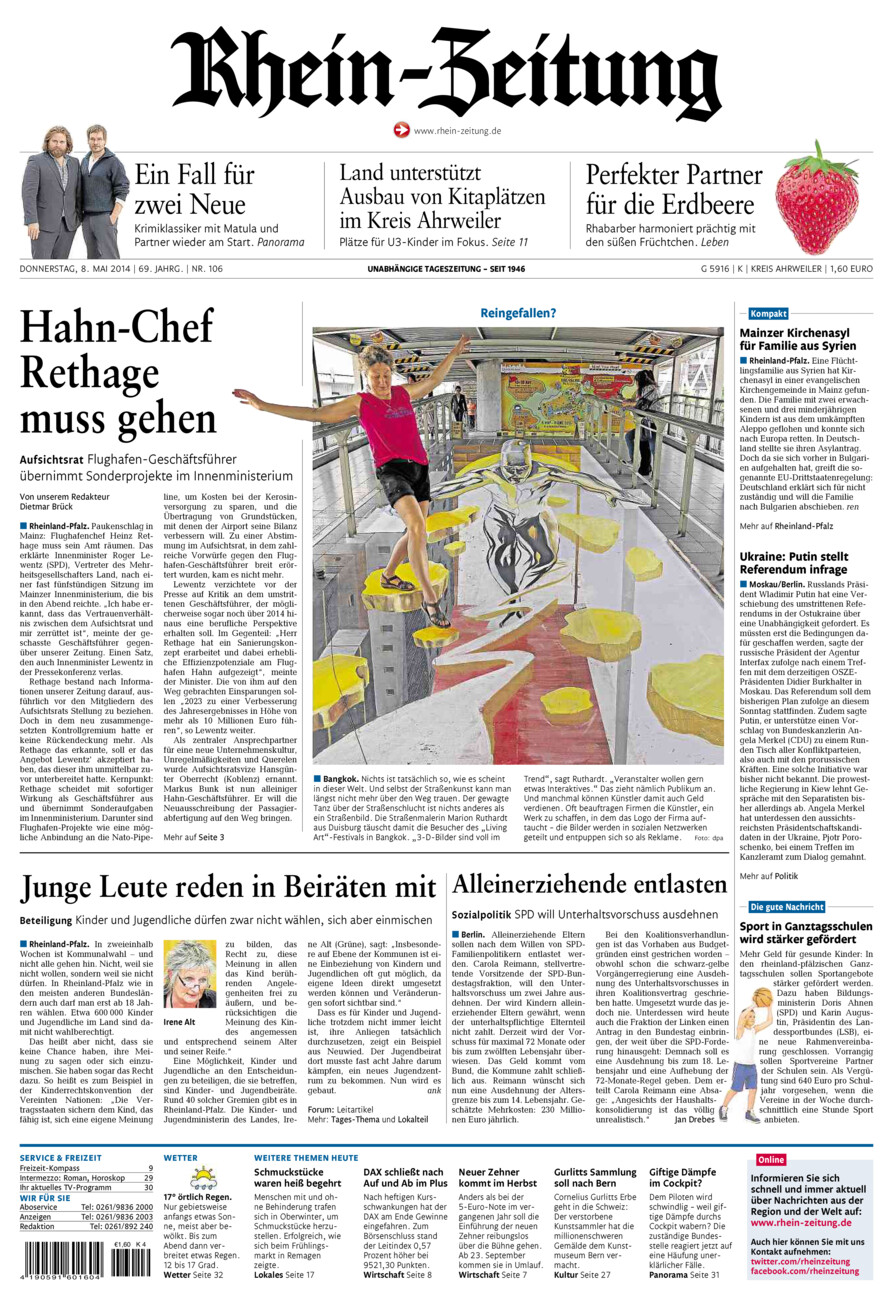 Rhein-Zeitung Kreis Ahrweiler vom Donnerstag, 08.05.2014