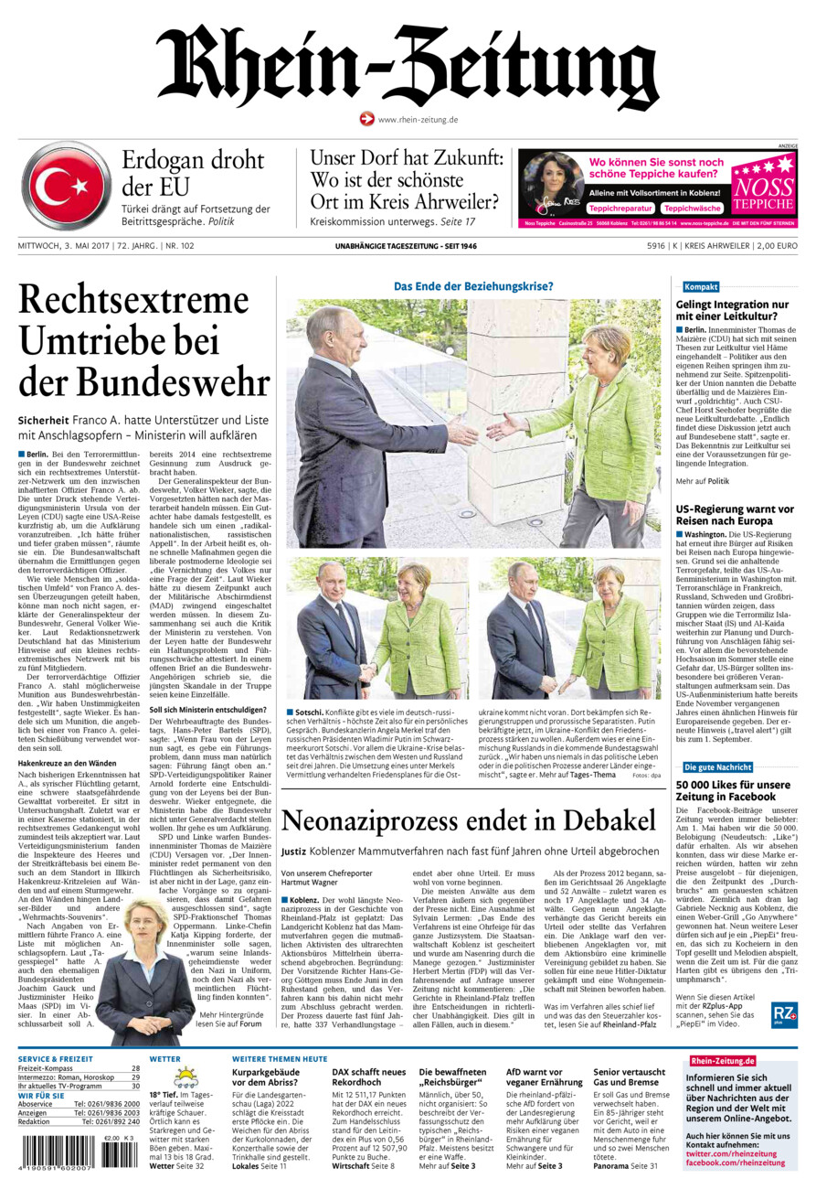 Rhein-Zeitung Kreis Ahrweiler vom Mittwoch, 03.05.2017