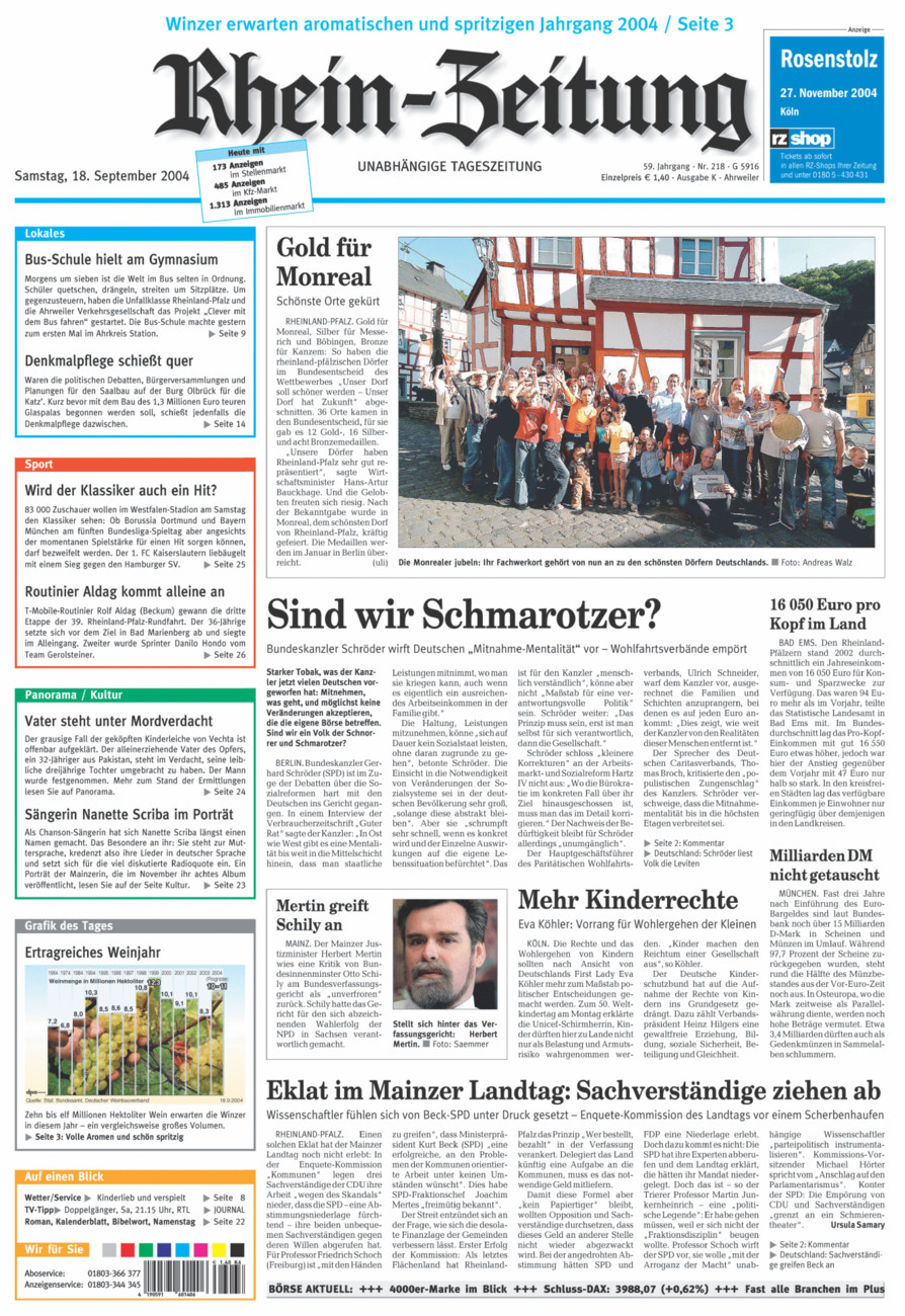 Rhein-Zeitung Kreis Ahrweiler vom Samstag, 18.09.2004