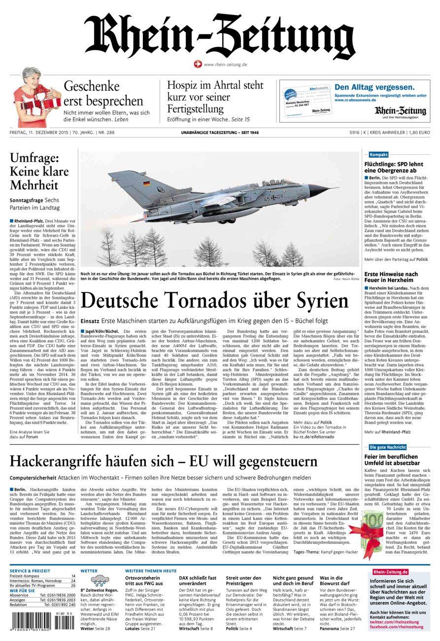 Rhein-Zeitung Kreis Ahrweiler vom Freitag, 11.12.2015
