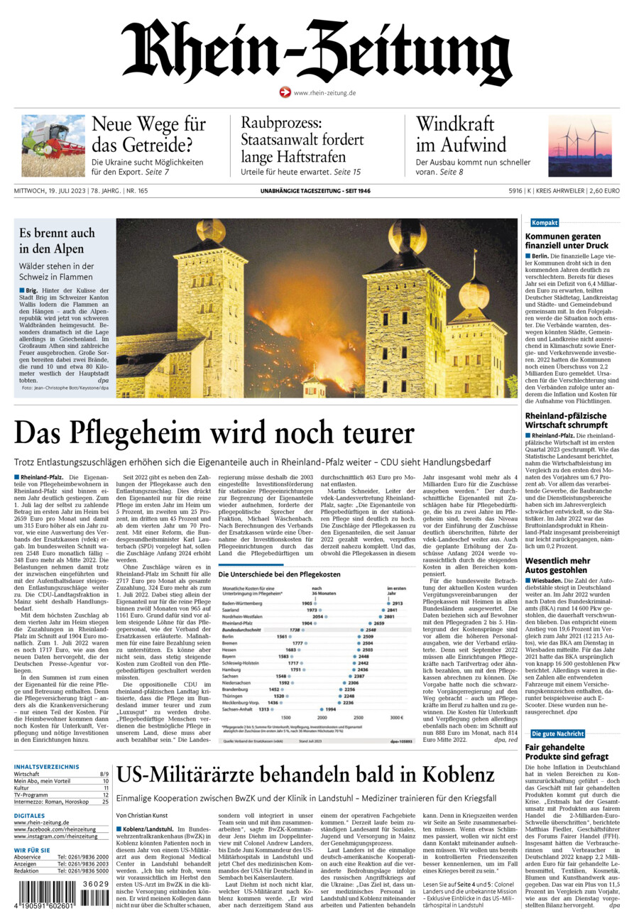 Rhein-Zeitung Kreis Ahrweiler vom Mittwoch, 19.07.2023