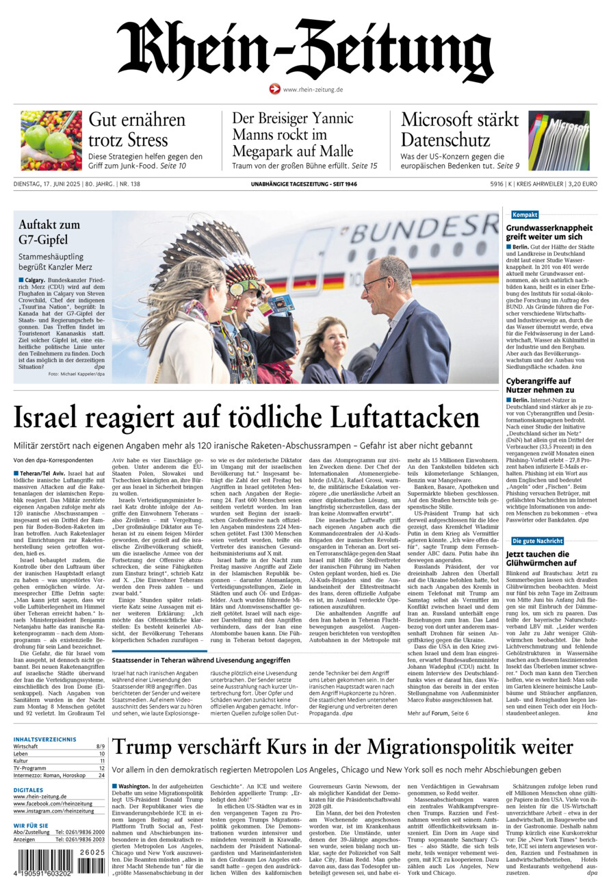Rhein-Zeitung Kreis Ahrweiler vom Dienstag, 17.06.2025