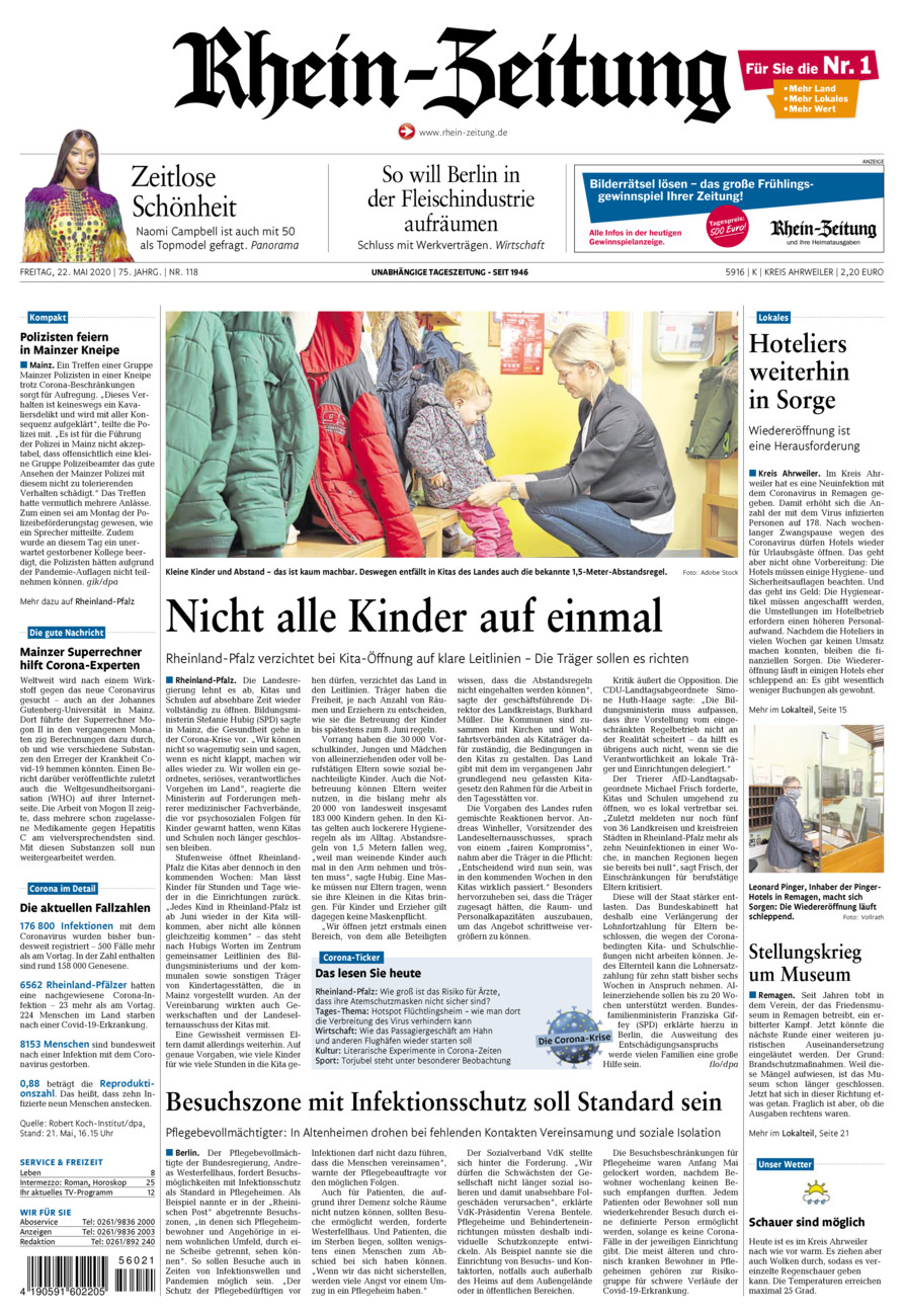Rhein-Zeitung Kreis Ahrweiler vom Freitag, 22.05.2020