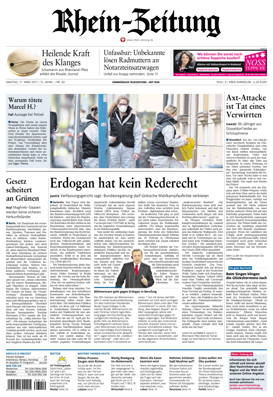 Rhein-Zeitung Kreis Ahrweiler vom Samstag, 11.03.2017