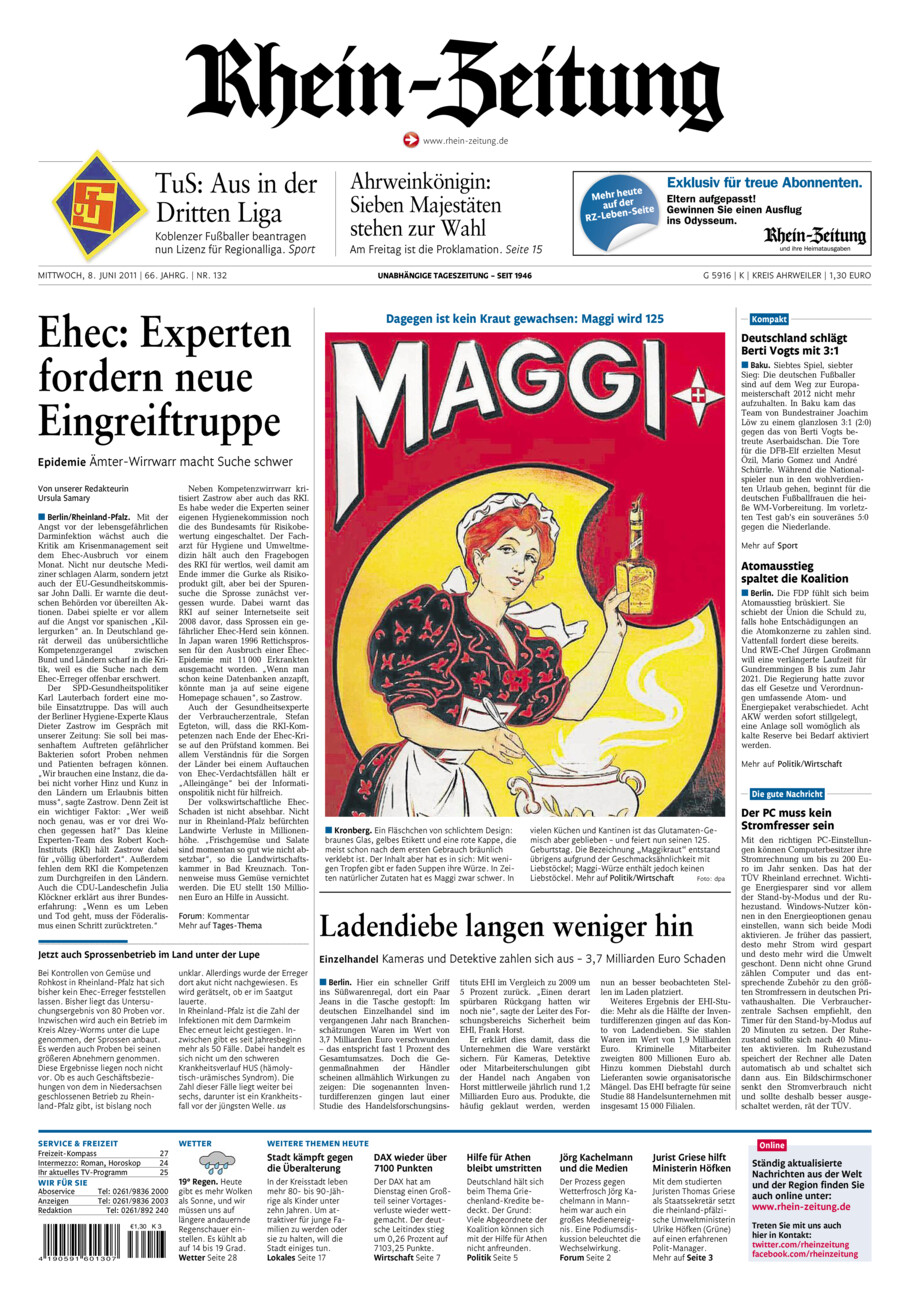 Rhein-Zeitung Kreis Ahrweiler vom Mittwoch, 08.06.2011