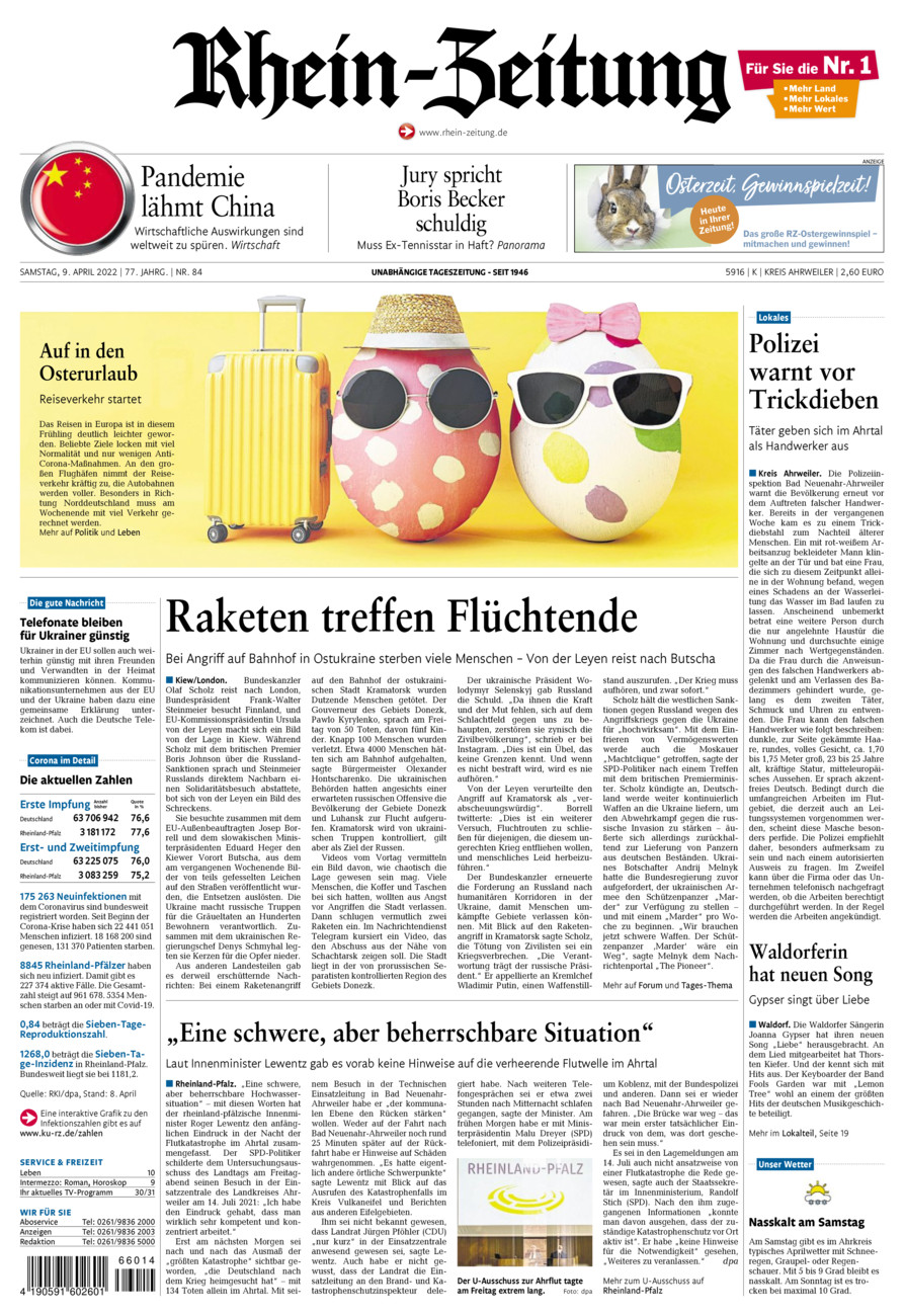 Rhein-Zeitung Kreis Ahrweiler vom Samstag, 09.04.2022