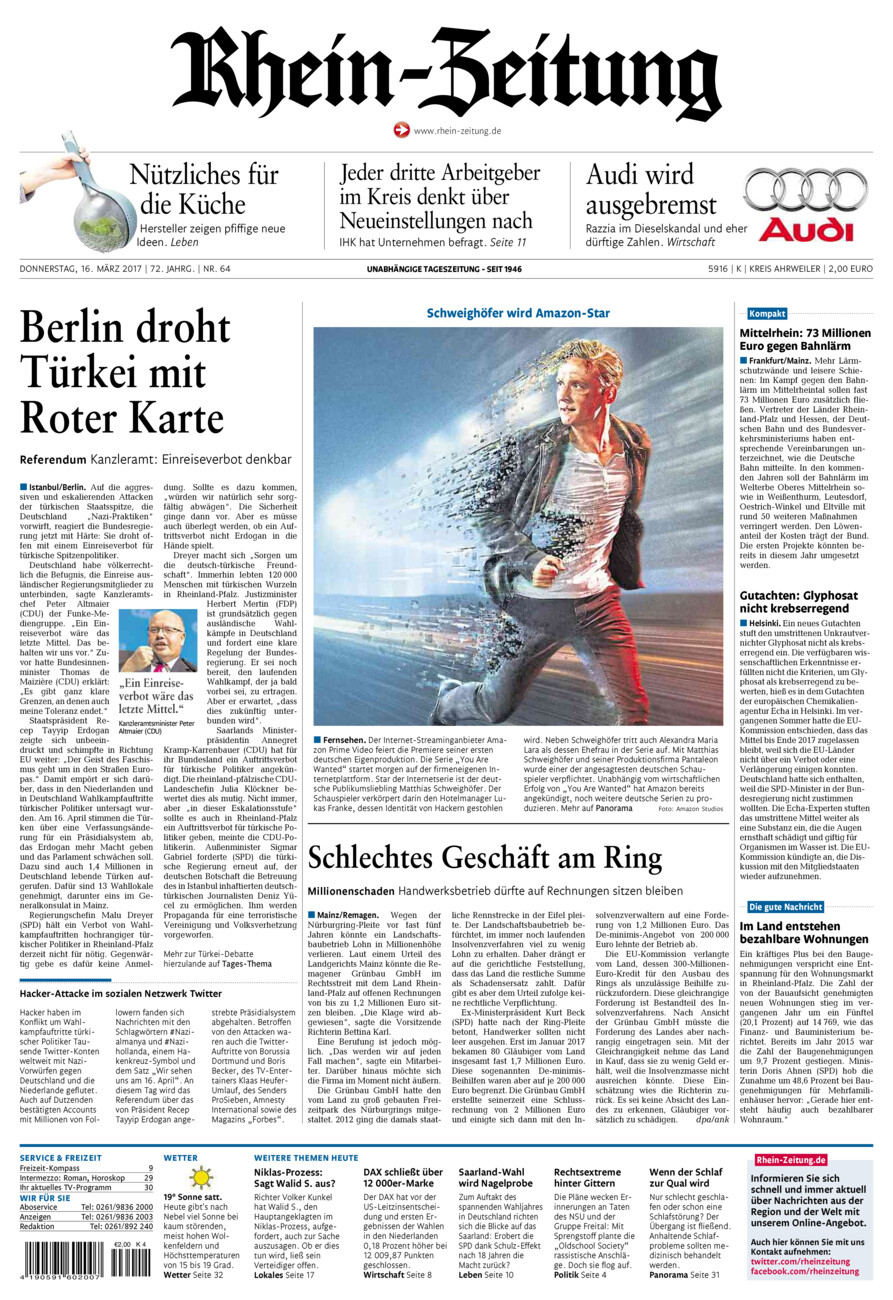 Rhein-Zeitung Kreis Ahrweiler vom Donnerstag, 16.03.2017