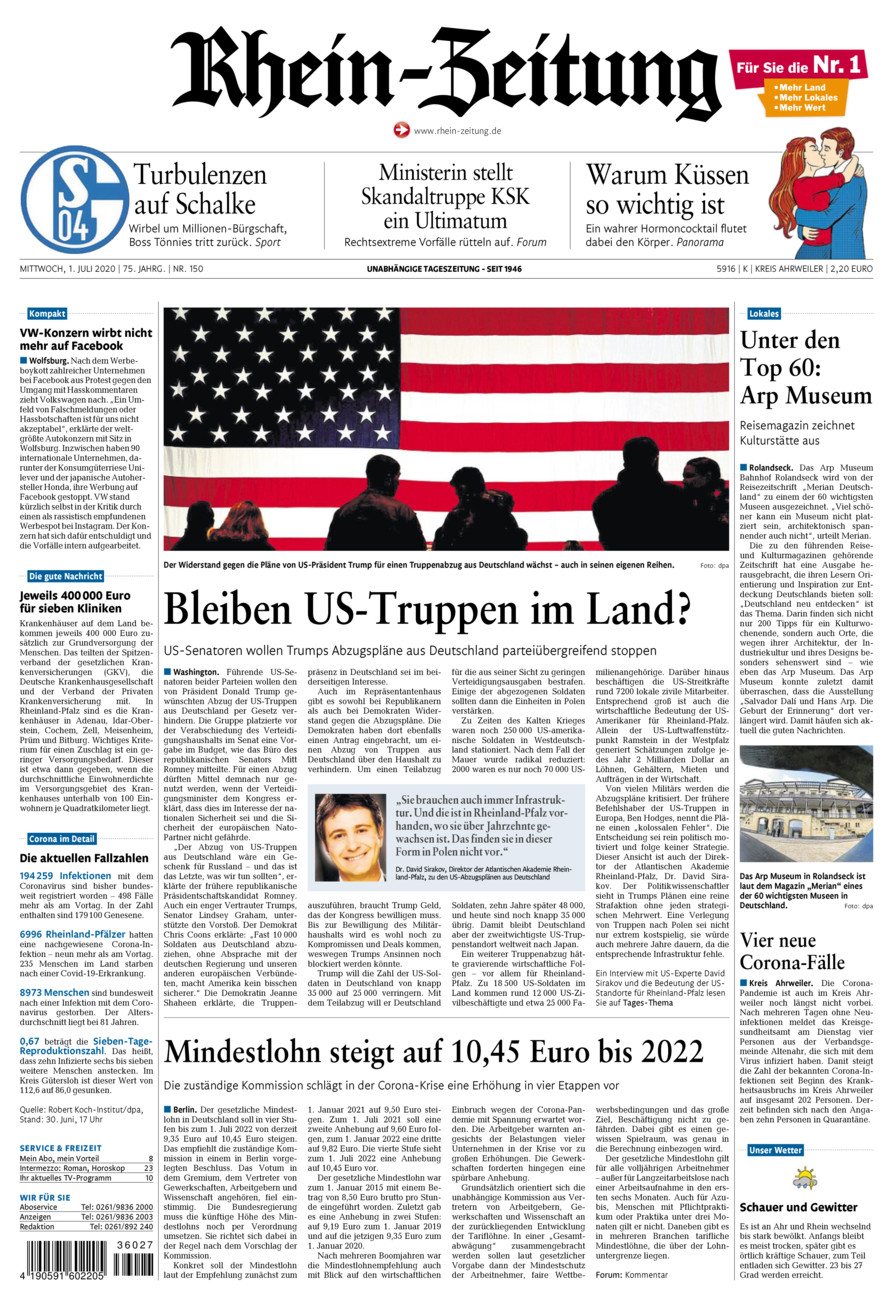 Rhein-Zeitung Kreis Ahrweiler vom Mittwoch, 01.07.2020